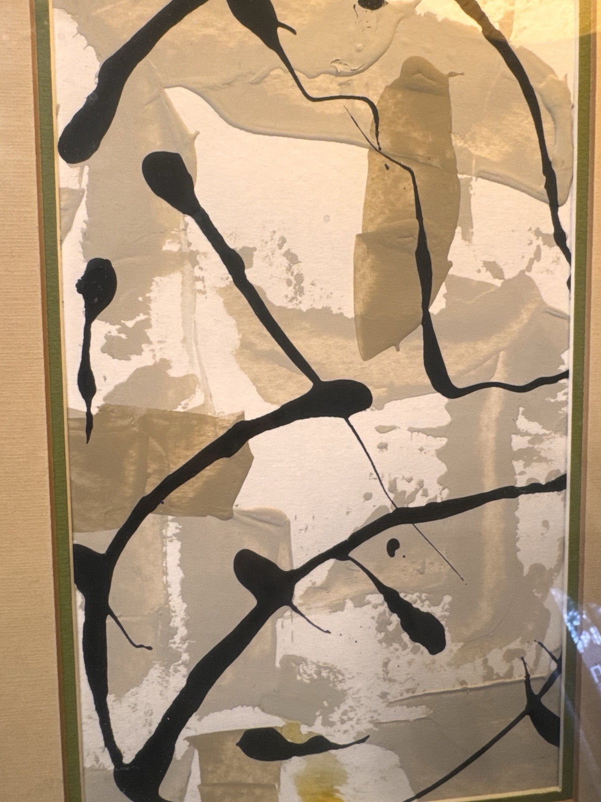 Vintage Gold Framed w New Abstract Painting Asian Inspired Wall Art 11×15”