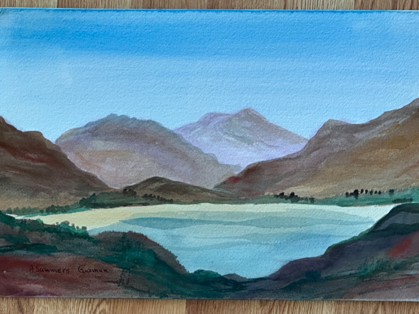 ALICE GUZMAN ORIGINAL WATERCOLOR PAINTING 9.5″ X 15″ NEW MEXICO ARTIST 1980’S