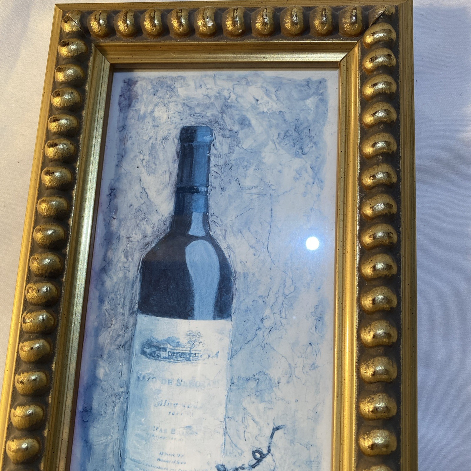 Signed Olson’s Wine Pair Paintings In Gold Tone Frame 11.5” X 5.5”