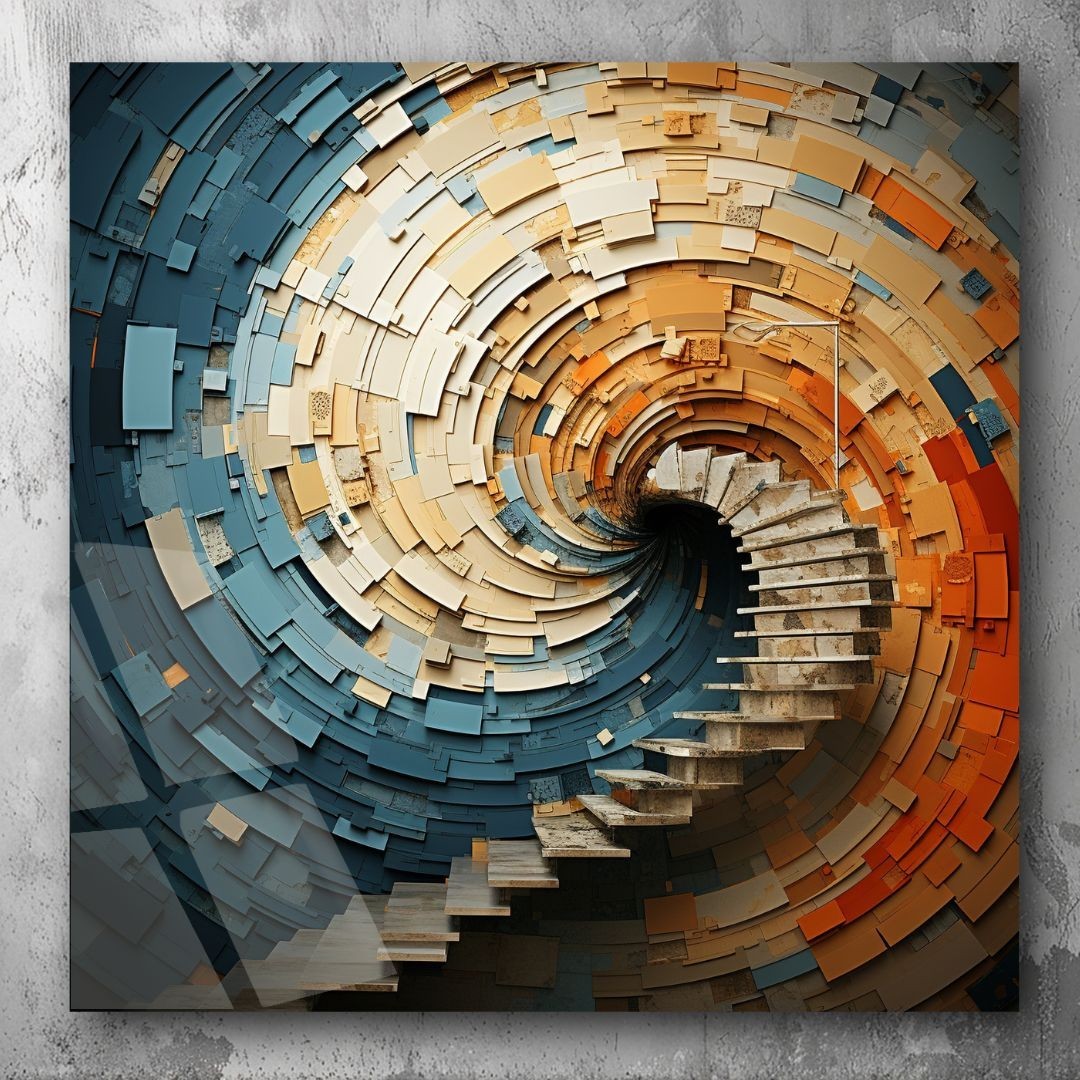 3D Painting Spiral Staircase Art UV Printed Acrylic Glass Modern Decor