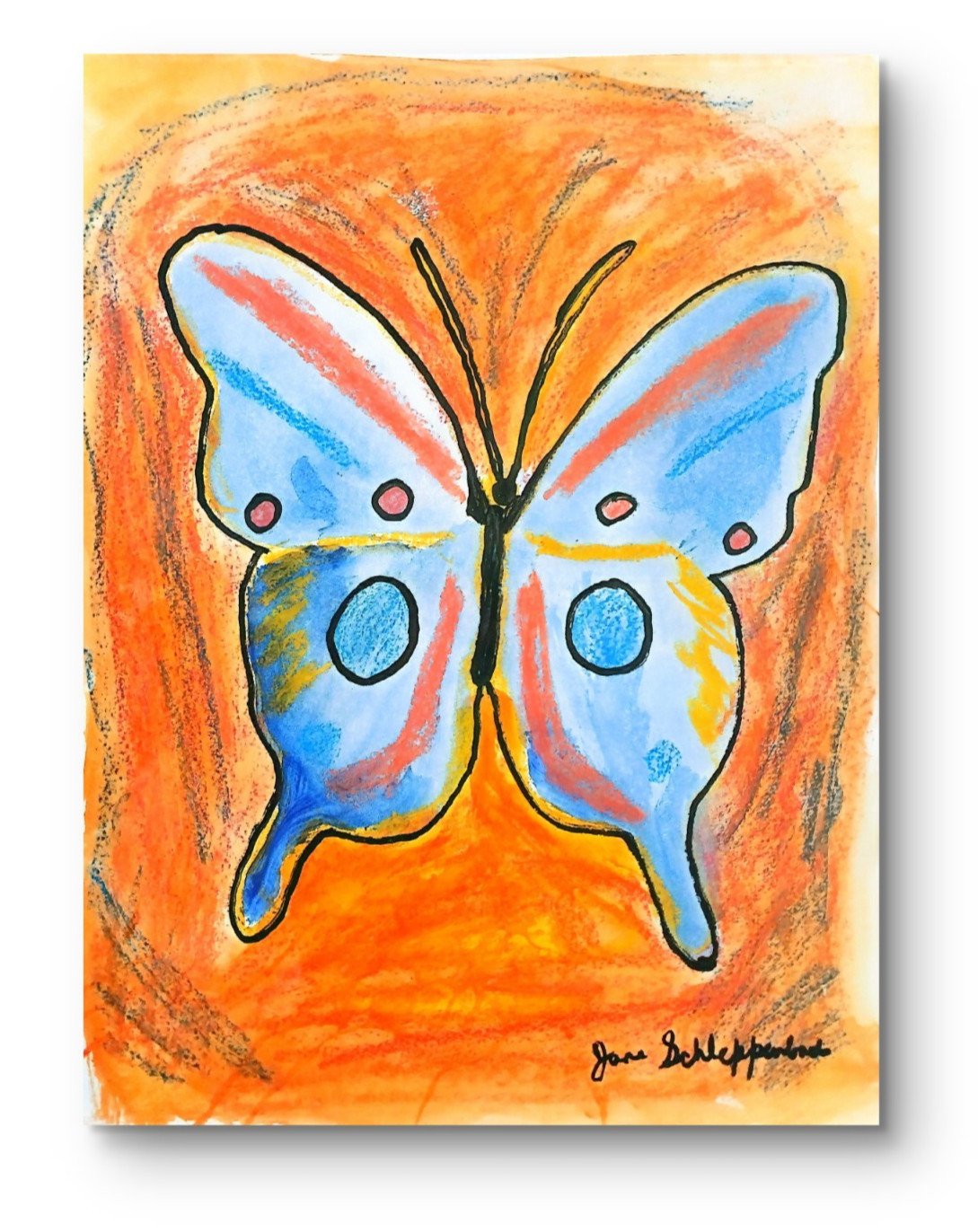 Modern Expressionistic Painting Butterfly Original 9×12 Acrylic Signed Paper Art