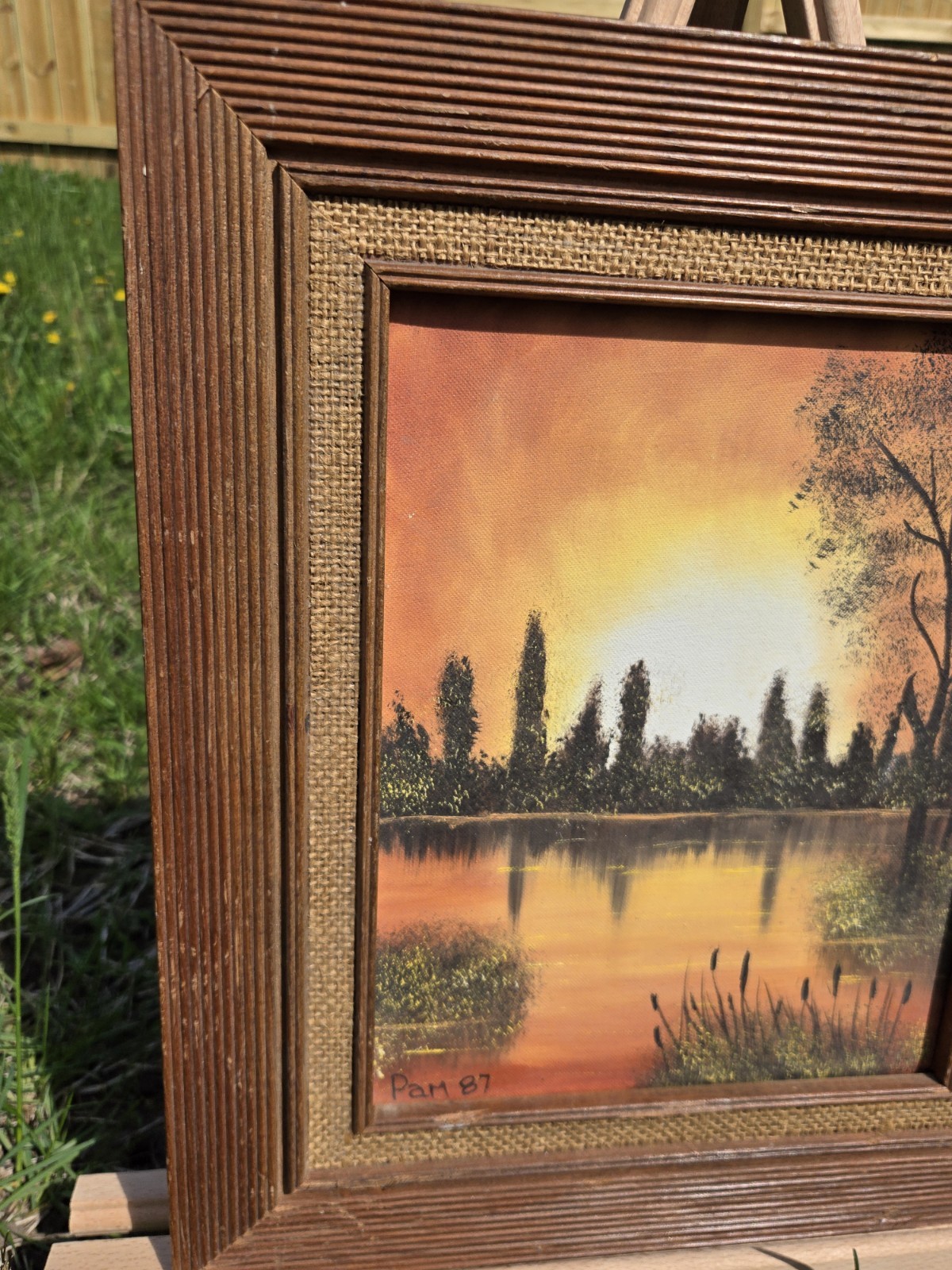 Signed VTG Oil Painting Framed Original Landscape Nature Trees Sunset Wall Art