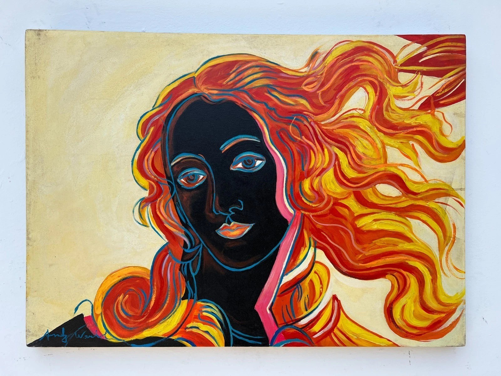 ANDY WARHOL OIL ON CANVAS PAINTING SIGNED 20 x 27 in