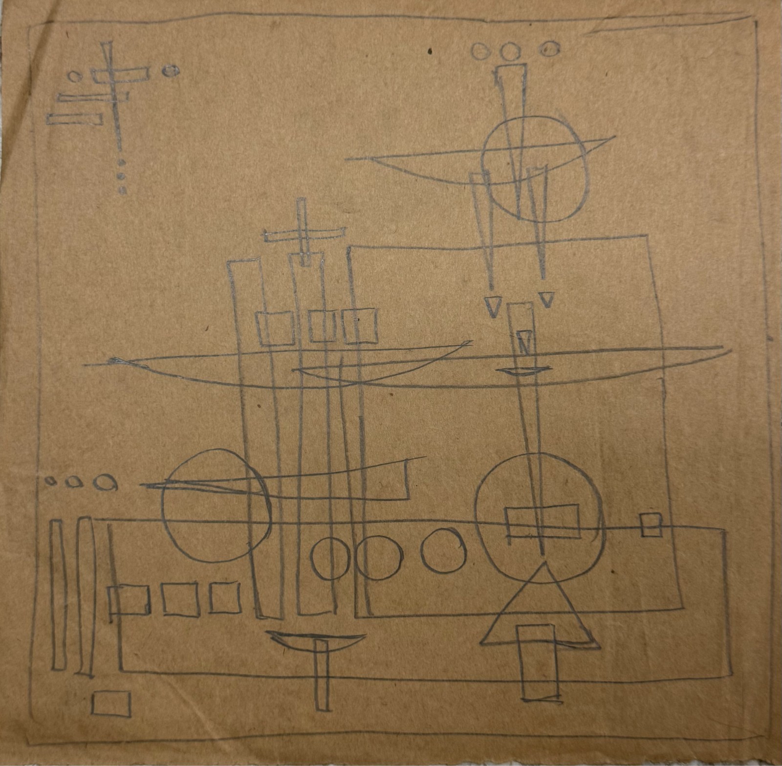Rolph Scarlett (1889-1984) Pencil on Paper Abstract Modernist Geometric Drawing
