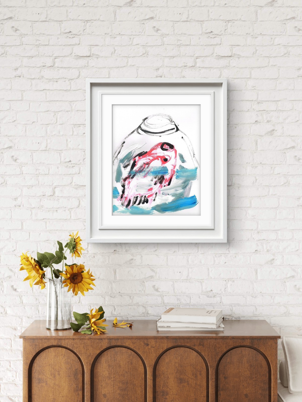Fish #1 Abstract Expressionist Original Painting Gallery Paper