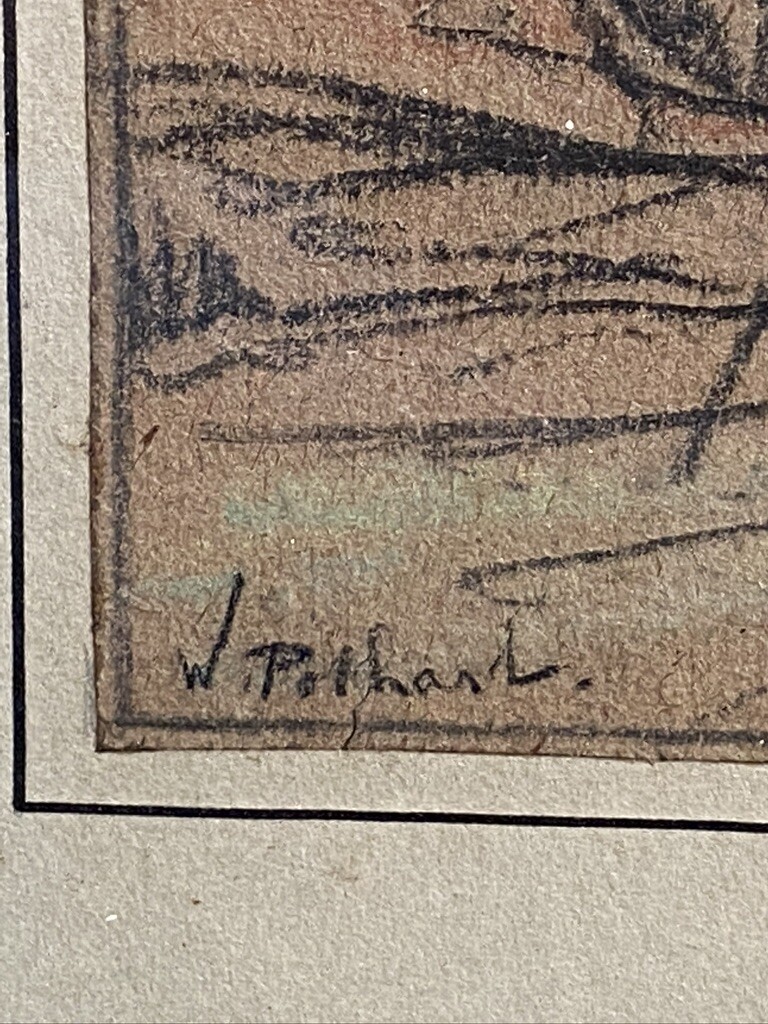 WILLEM POTHAST Antique Signed Original Drawing Windmill Netherlands Dutch 19th C