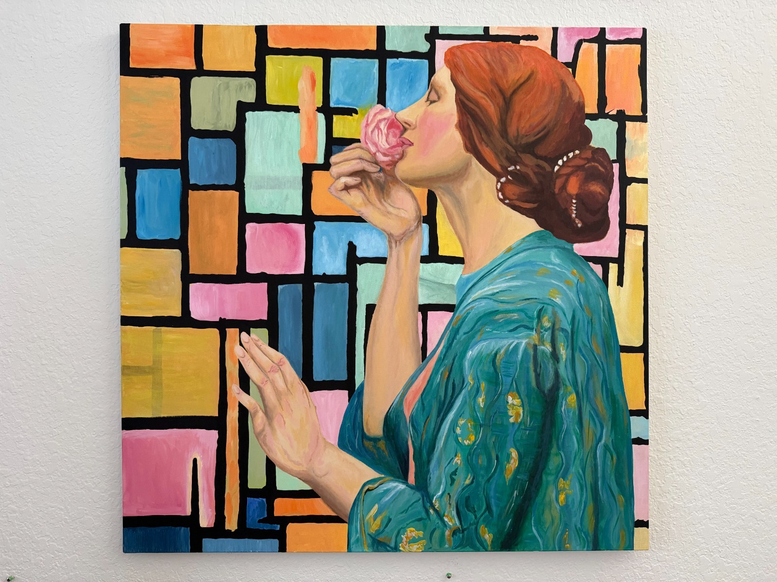 Large Acrylic Canvas Multicolor Portrait Painting Mashup Art Original 36x36in