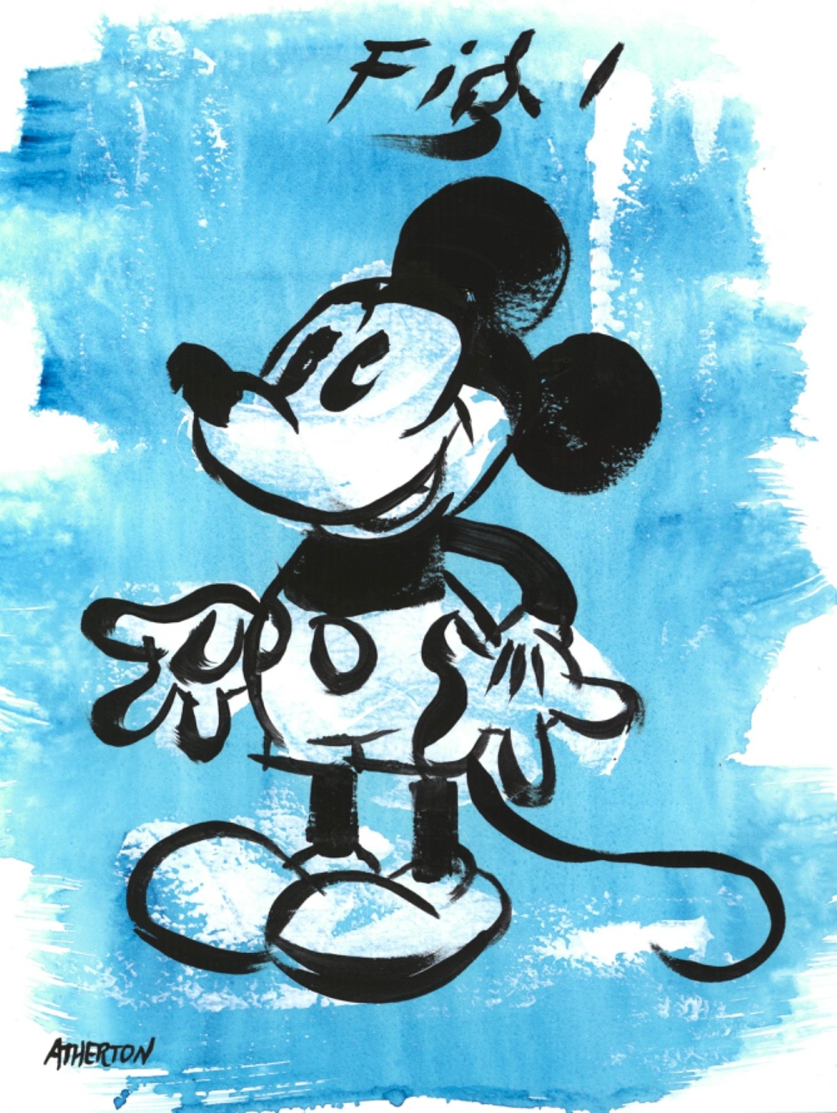 Atherton 9×12 Original Pop Art Original Mouse Painting «Fig. 1 Mickey 2» signed