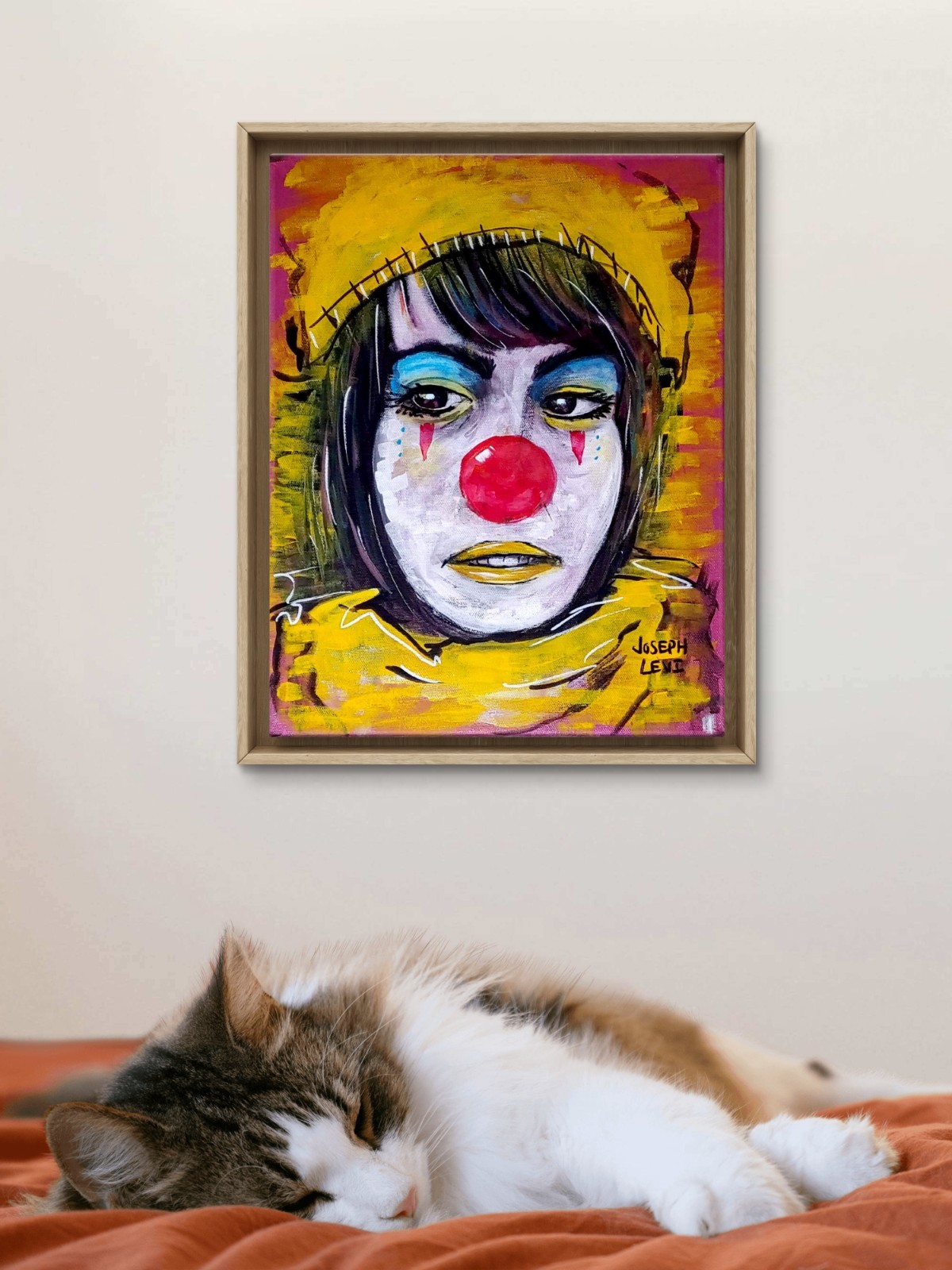 Colorful Contemporary Art 14×11 Original Circus Clown Acrylic Painting Canvas