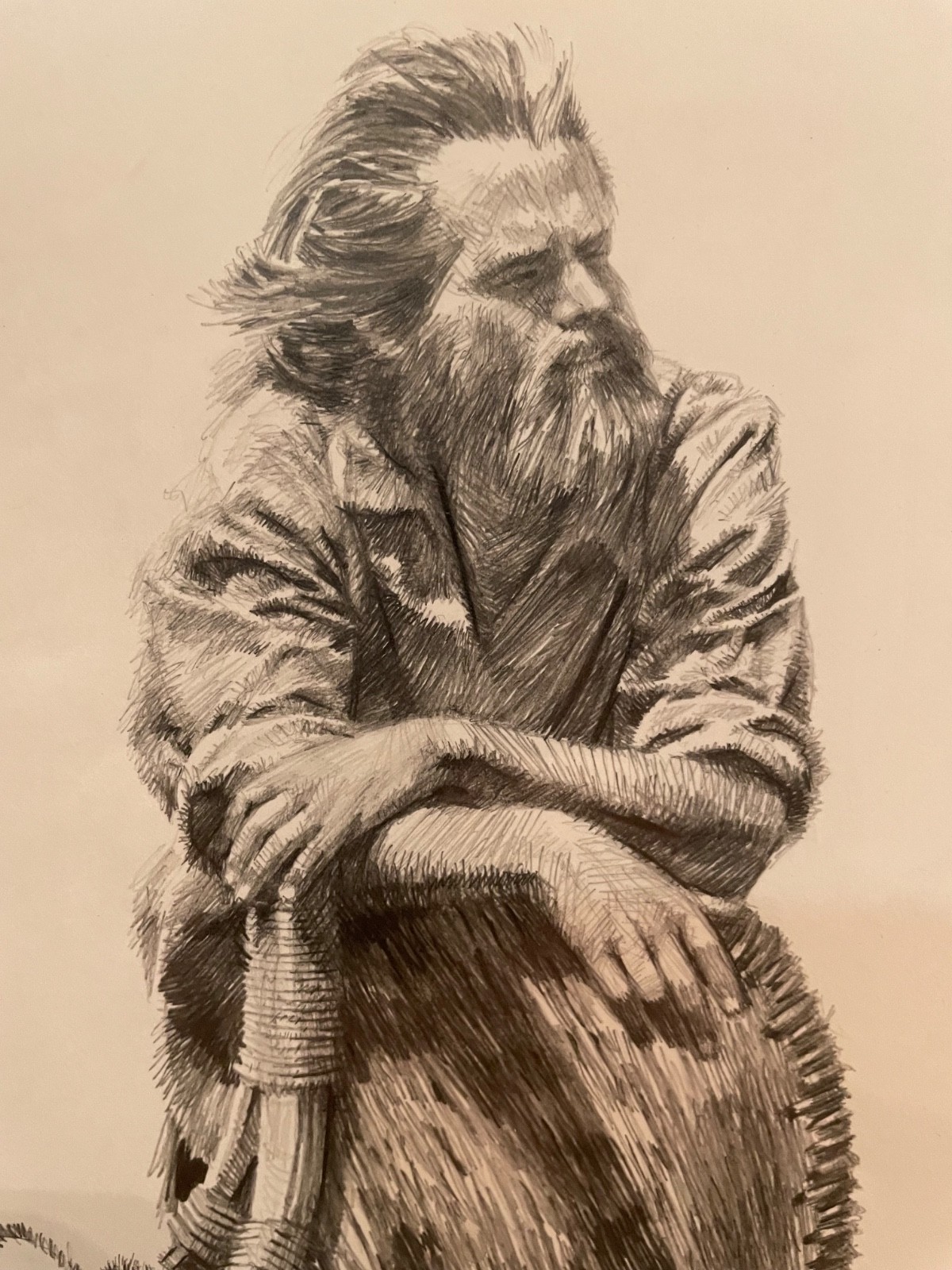 PAUL CALLE 1984 ORIGINAL DRAWING «MOMENT OF SOLITUDE» 10 X 8 NAWA NWR