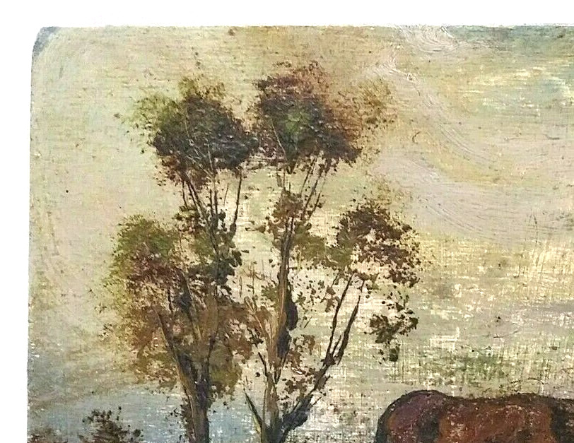 LISTED HUNGARIAN MIKULAS SZEMERE-SMRTNIK Sd ORIG OIL on WOOD FIGURES w/ HORSE