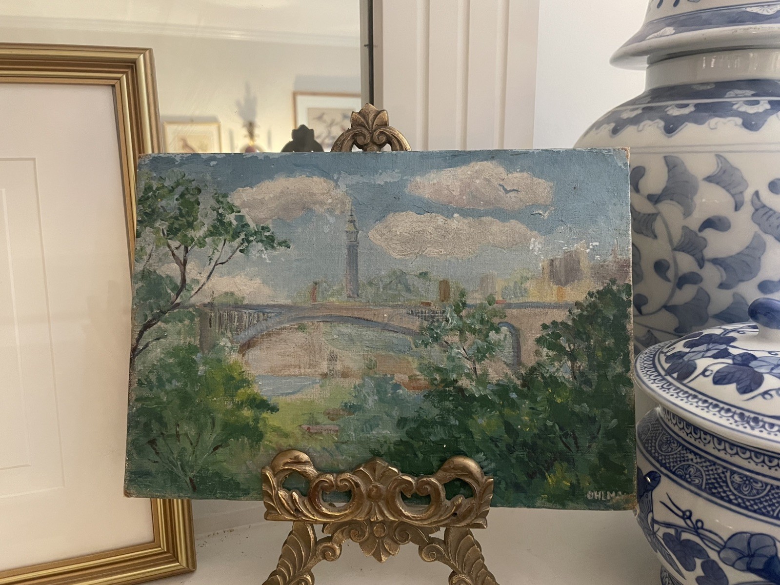 Vintage oil painting landscape oil on board 7 x 10