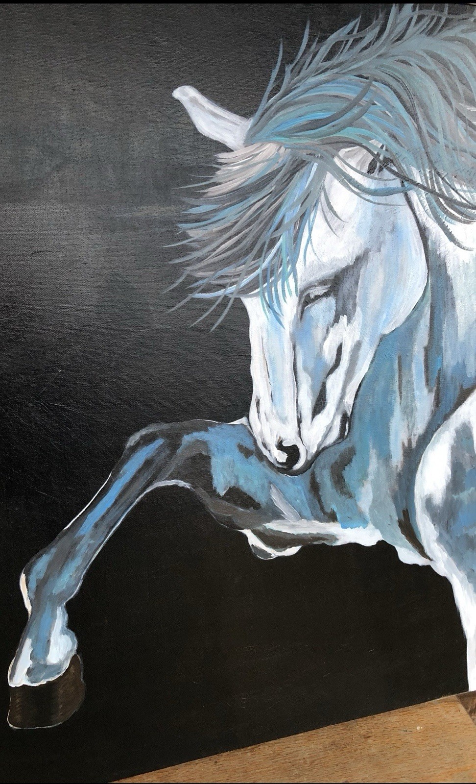 Original white horse painting on Canvas By Arkansas Artist Leah j Smith