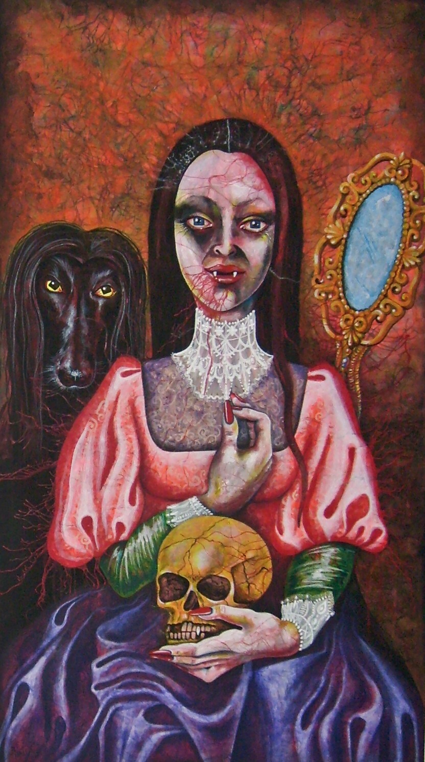 contemporary art painting vampire self portrait dracula by amira di transilvania