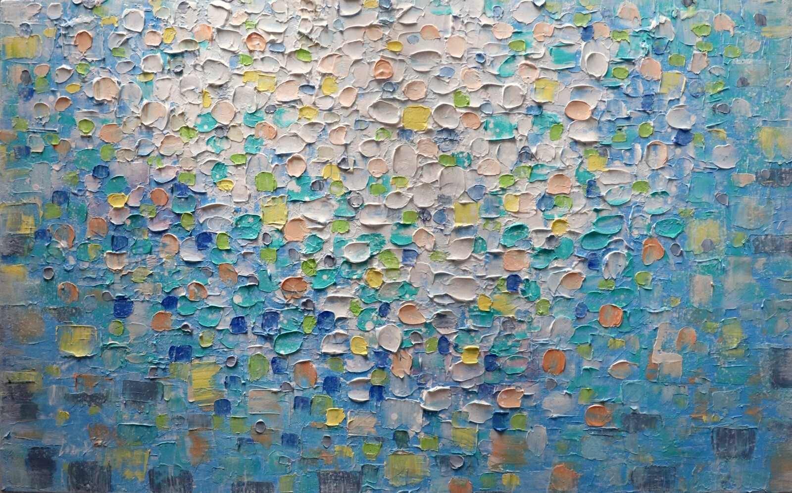 Large Textured Abstract Painting 48×30 Misty Coastal Ocean Water Art Original