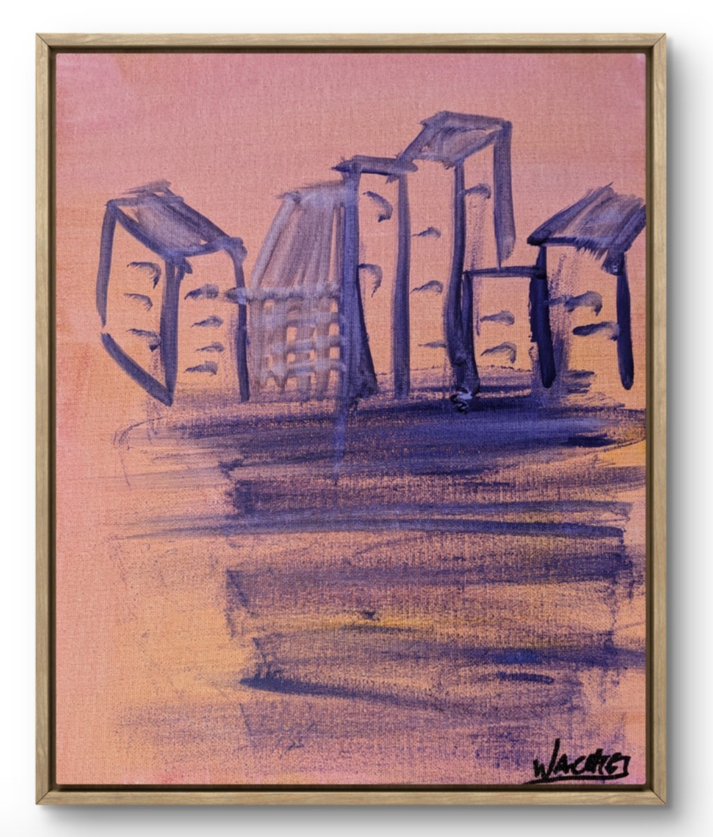 Abstract Expressionist Cityscape Painting 11×14 Original Canvas Art Wachtel