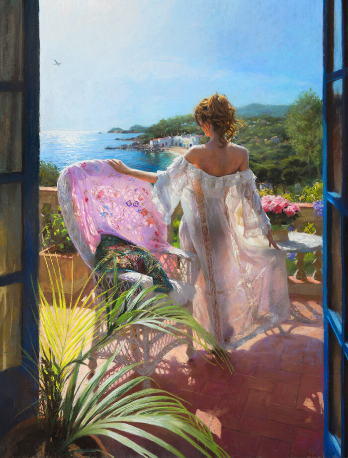 Balcony Sunbathing Art Giclee Printed Oil Painting Print