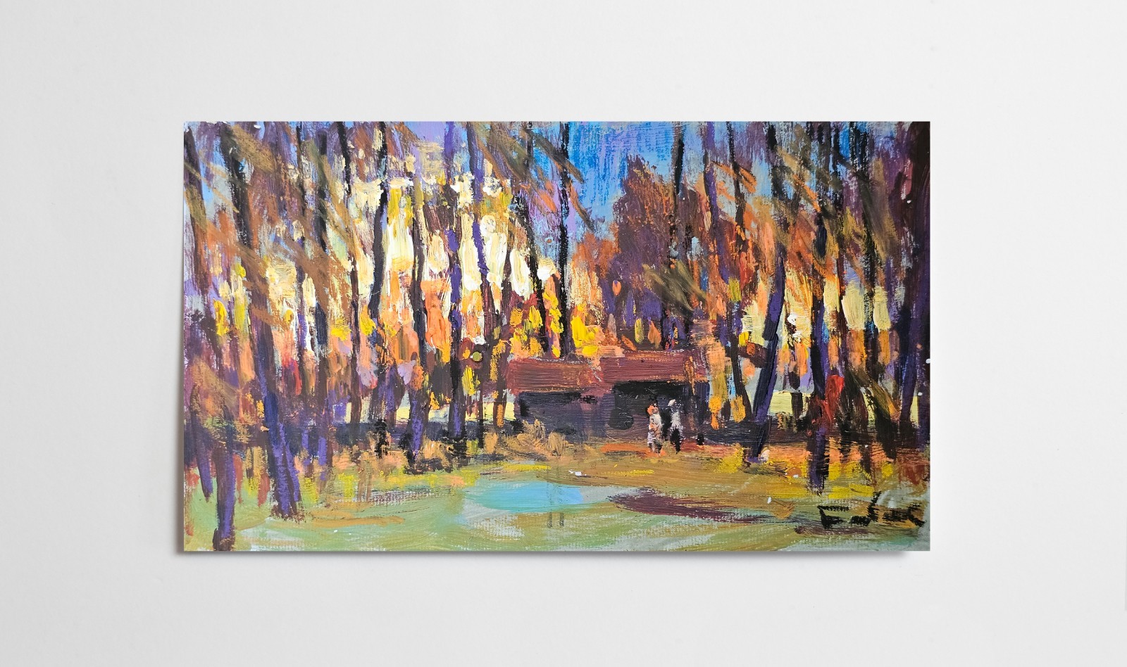 Oil painting Autumn Park Ukrainian painter canvas Unframed original landscape