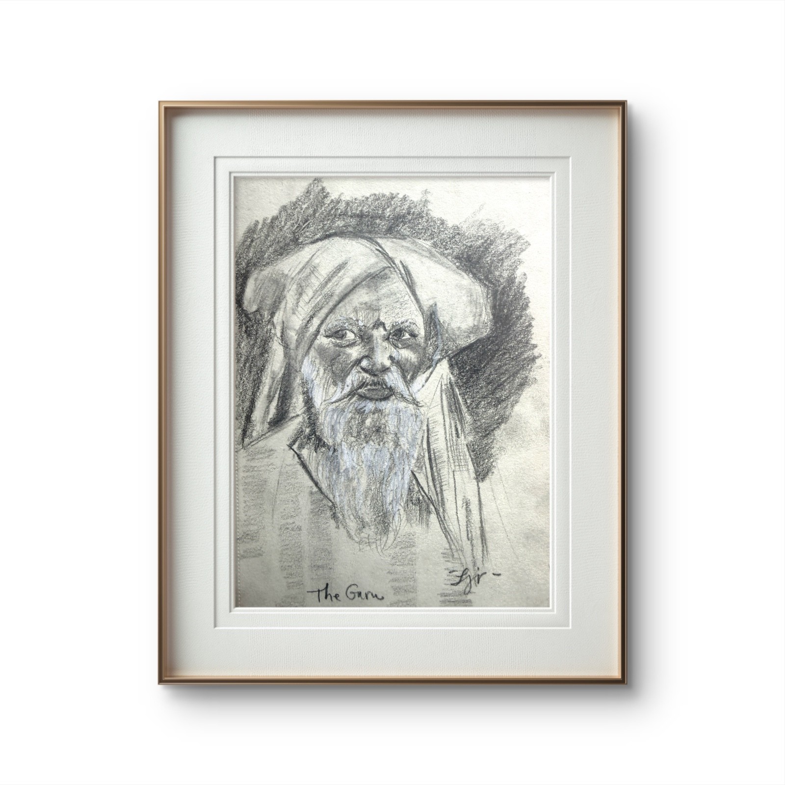 Abstract Face 7″x10″ Original Pencil Drawing of The Guru on Paper