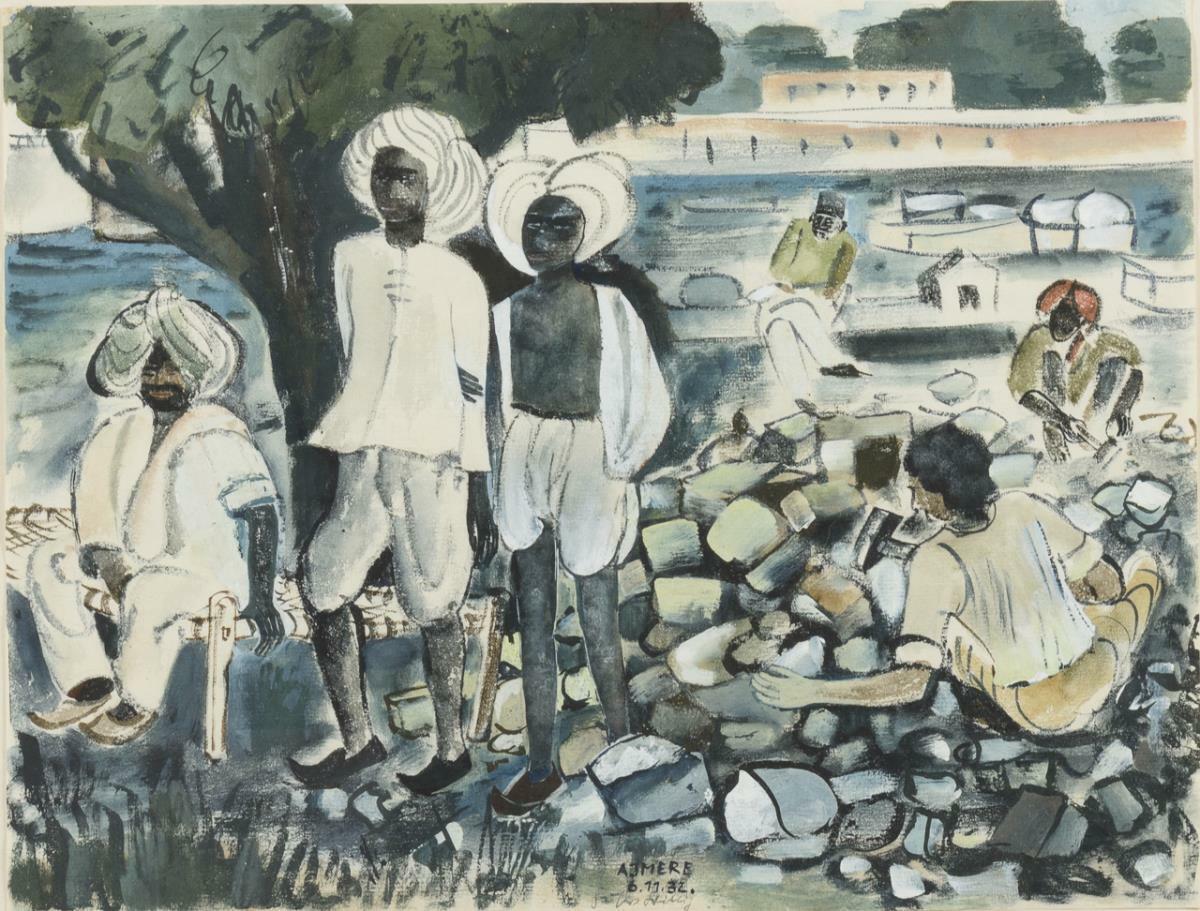 Exquisite 1932 Mixed Media Art from India Signed Illegibly.