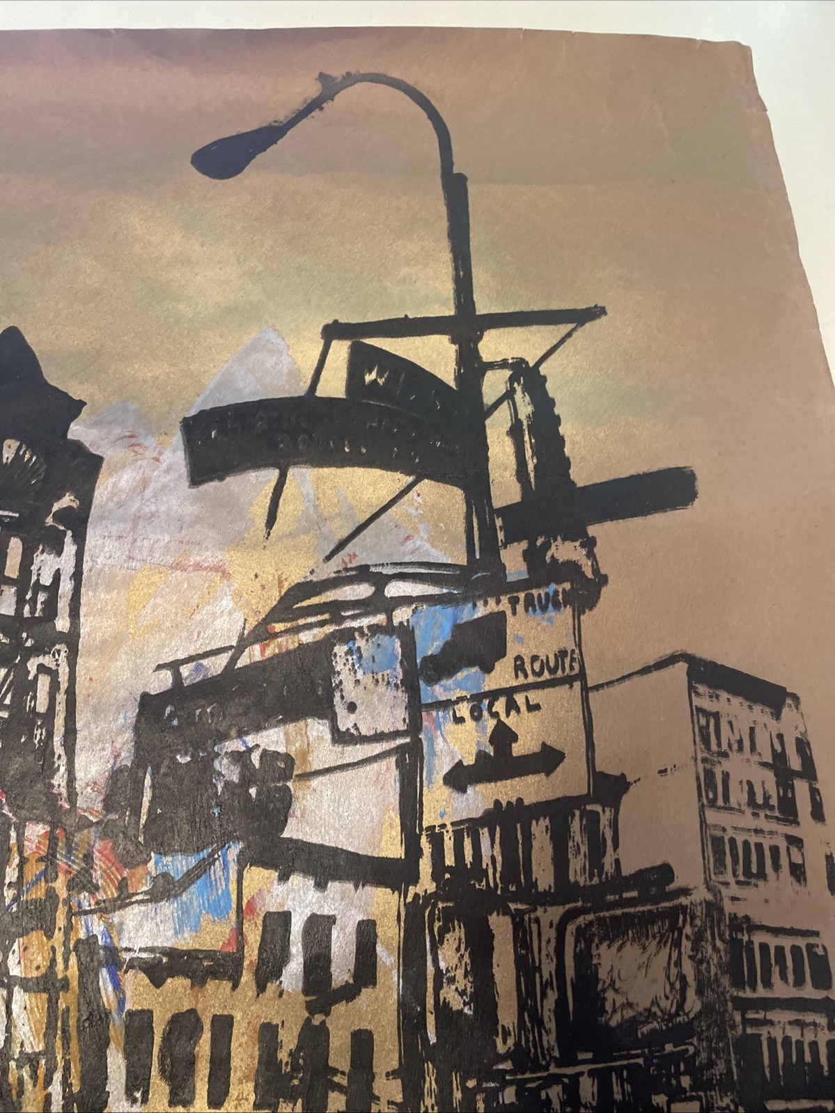 Original Media Painting 29.5” X 24” 125th Street Harlem NYC. Artwork. Signed