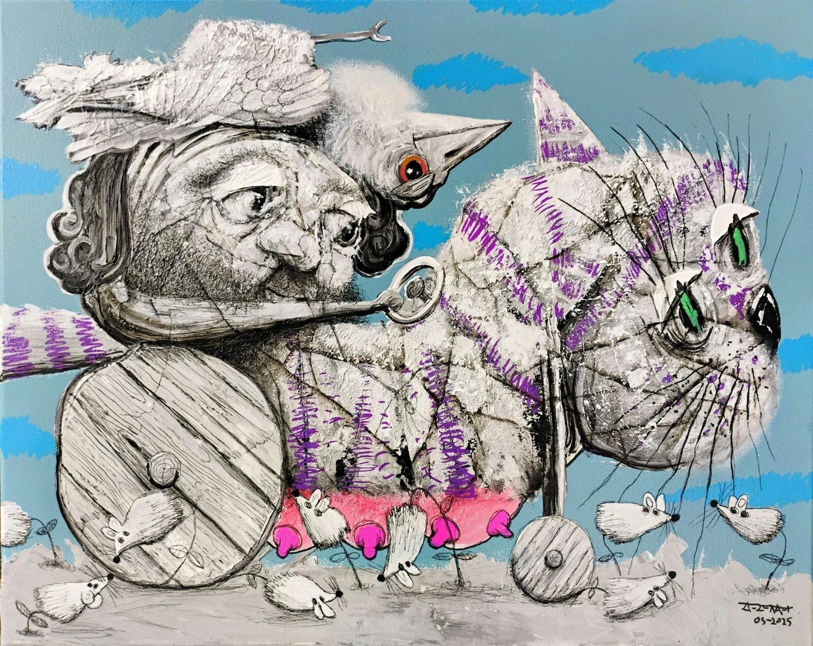 ALAIN DONATE CUBAN ART ORIGINAL PAINTING /CANVAS SURREAL 16″X 20″ COLLECTION