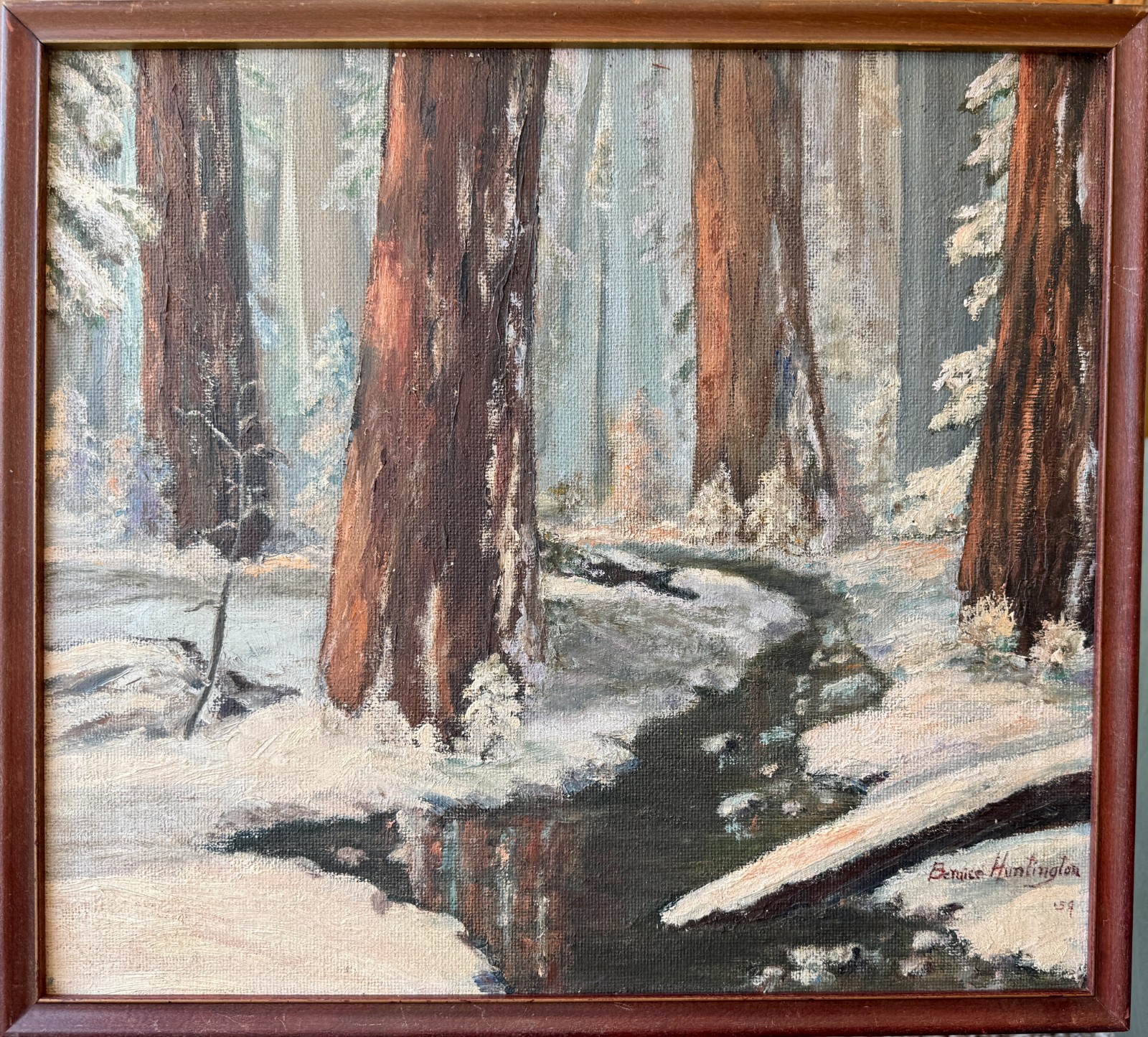 California High Sierra Redwoods in The Snow by Bernice Huntington 1959