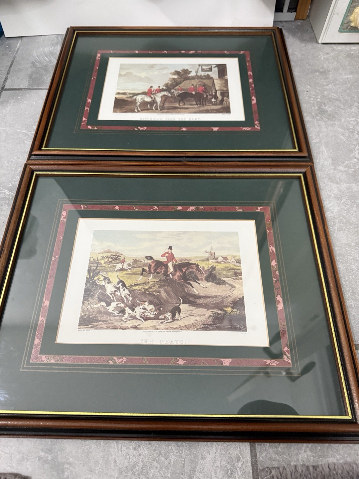 Vintage Fox Hint Scene Framed Art Print Equestrian Horse 17.5×14.5