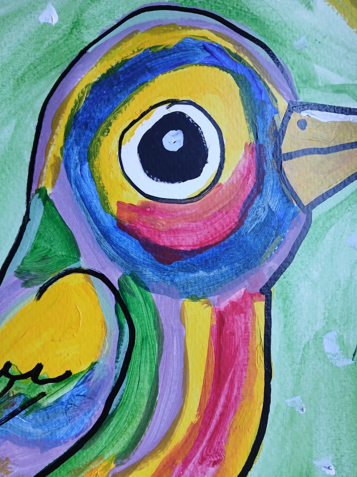 Abstract/Impressionism 11×14 Bouncy Bird Modern Handmade Colorful Art Painting