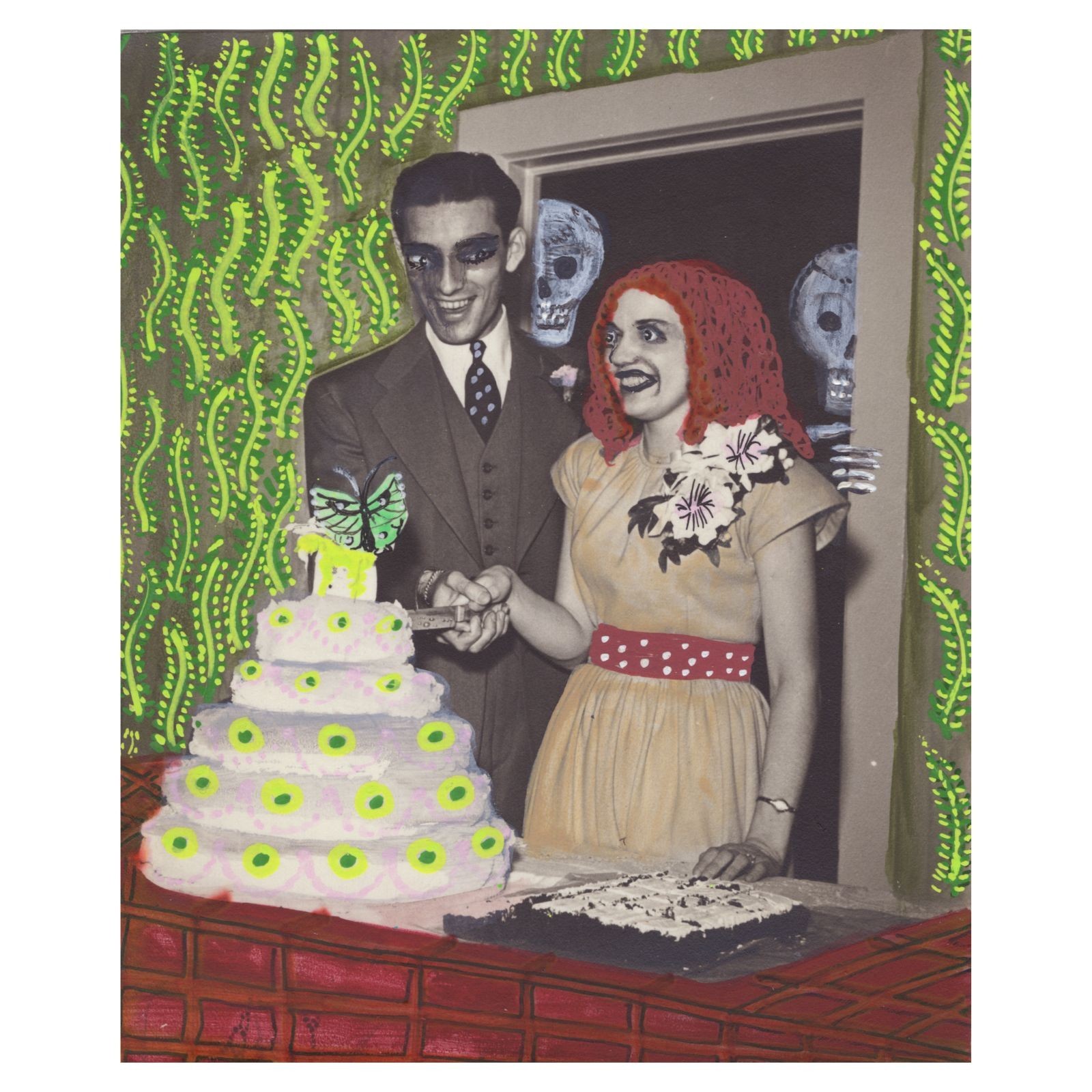 Surreal Mixed Media Vintage Photo «We’re Going to Give Each Other Hell» 3.75×4.5