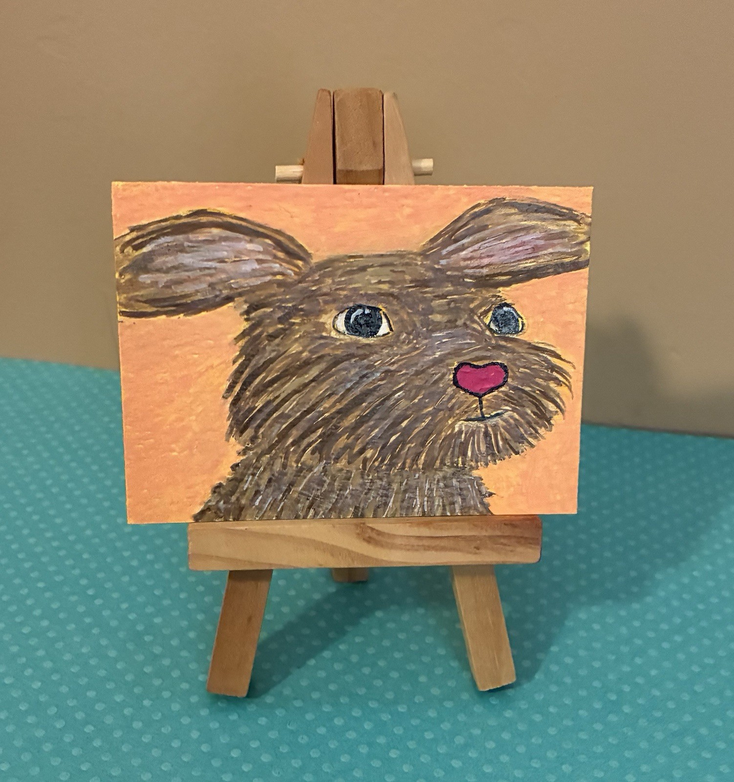 ACEO Original Acrylic Painting 2.5 X 3.5”. ~ Bunny Love