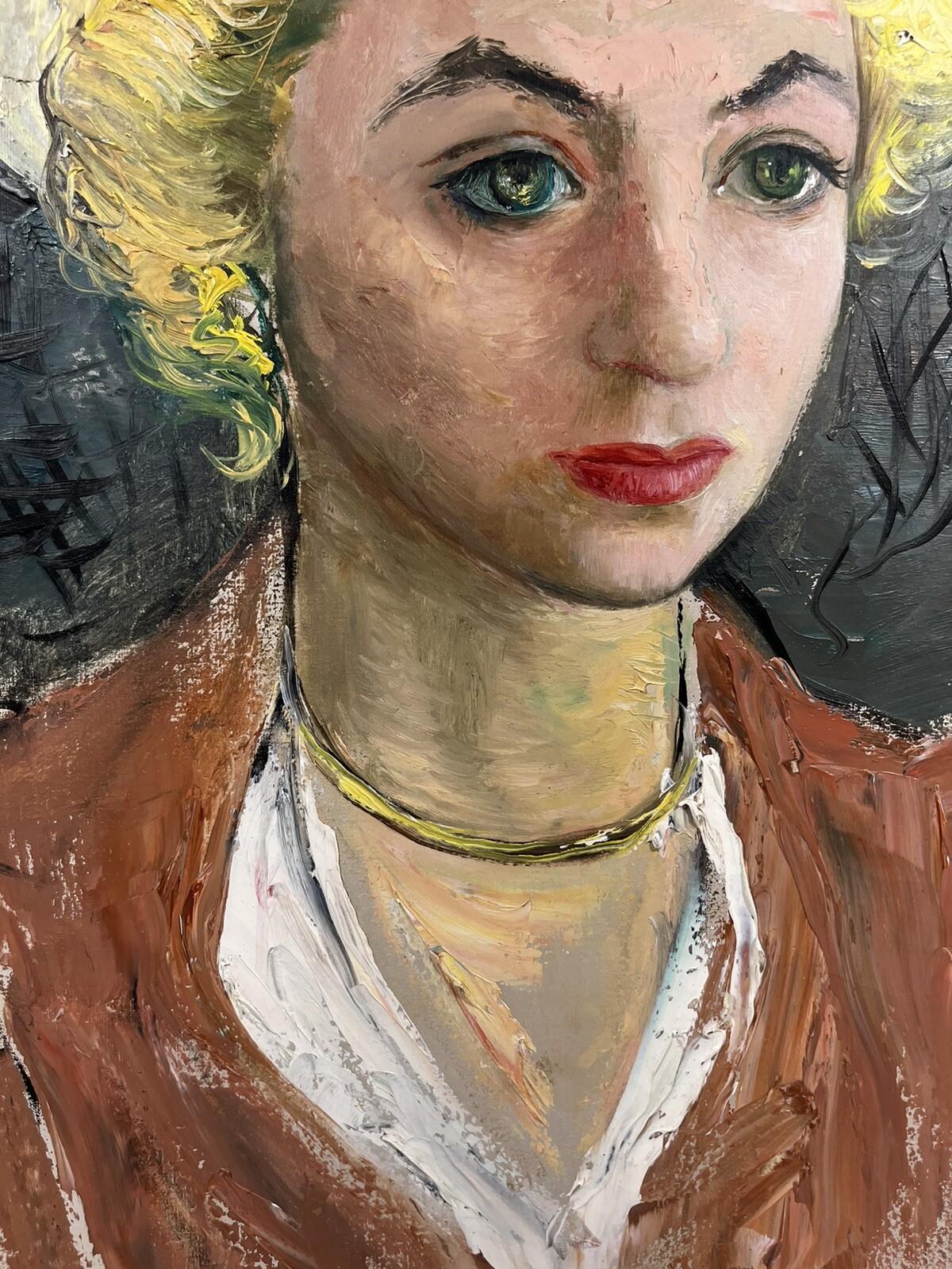 GLADYS ROCKMORE DAVIS MODERNISM ANTIQUE WOMAN PORTRAIT VINTAGE OIL PAINTING