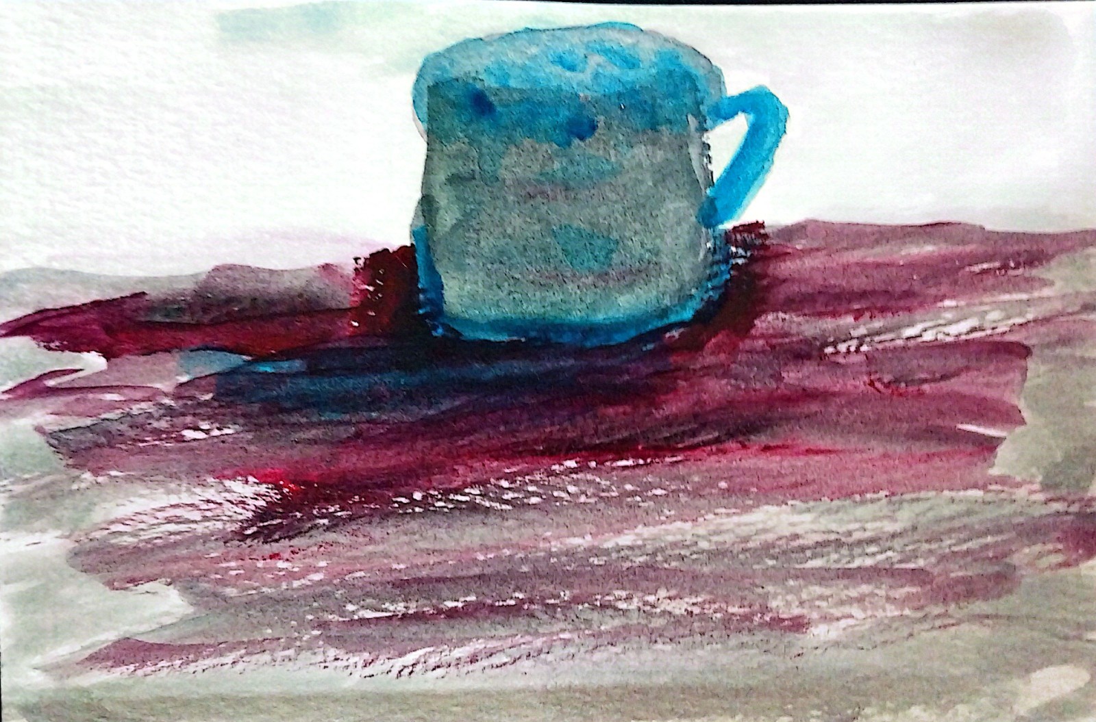 Overflowing Cup Contemporary Original Signed Wall Art Acrylic Paper 4×6 in BACH