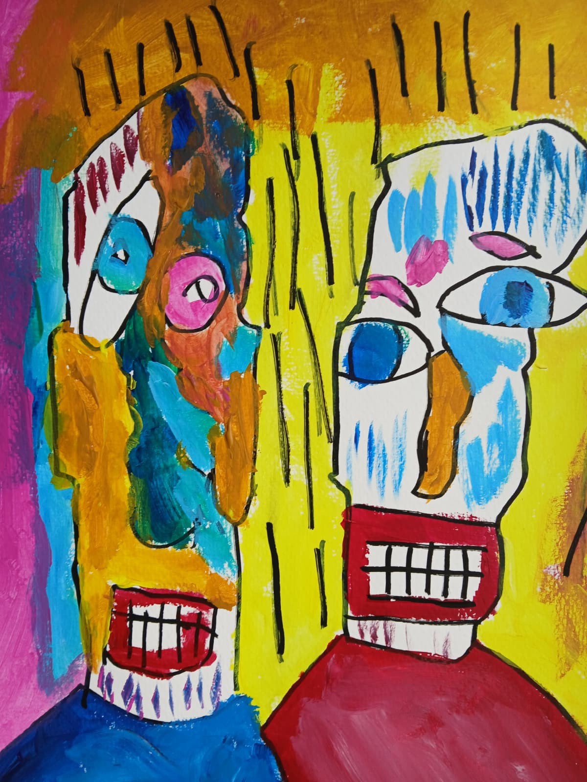 Expressionism/Abstract These Two 11×14 Signed Colorful Hand Made Art Painting