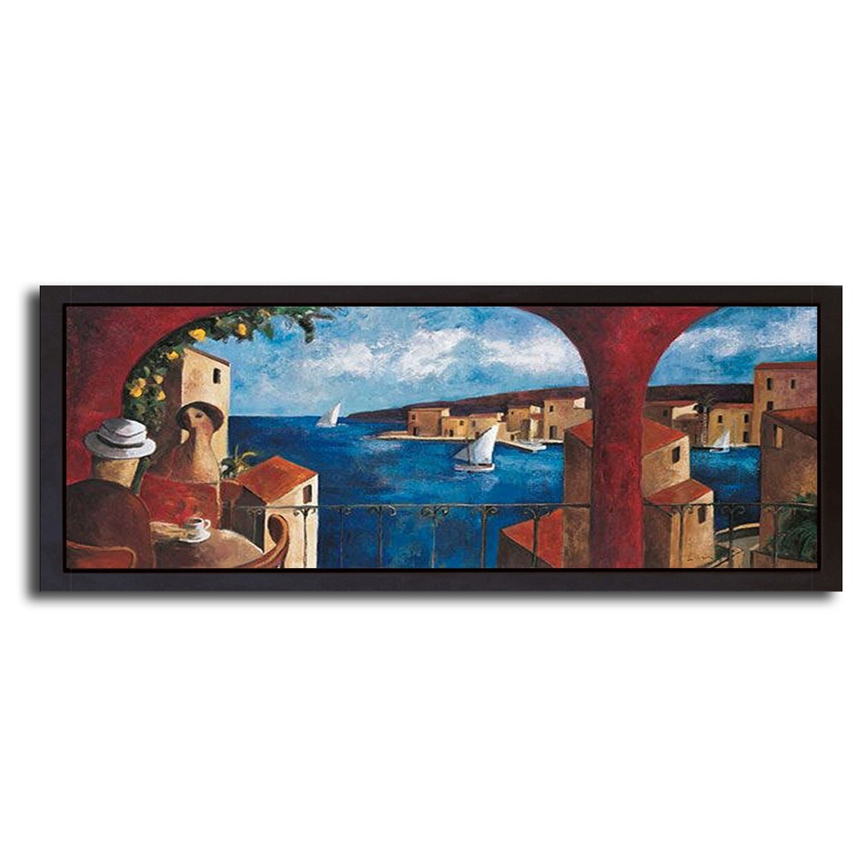 Black Floater-Framed Tardes Calidas by Lourenco Canvas Giclee Art (10 x 26 in)