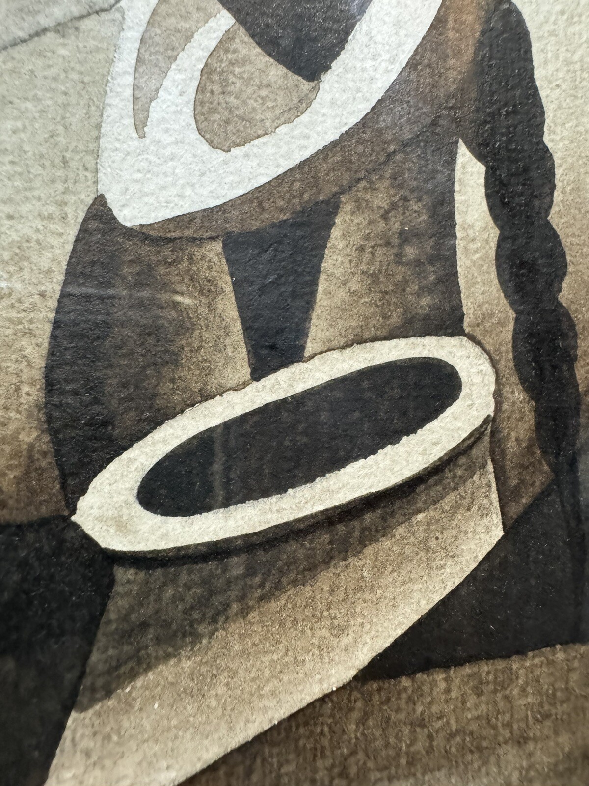 ORIGINAL «PERUVIAN» CUBIST PAINTING SIGNED CONTRERAS WATER COLLECTORS REST