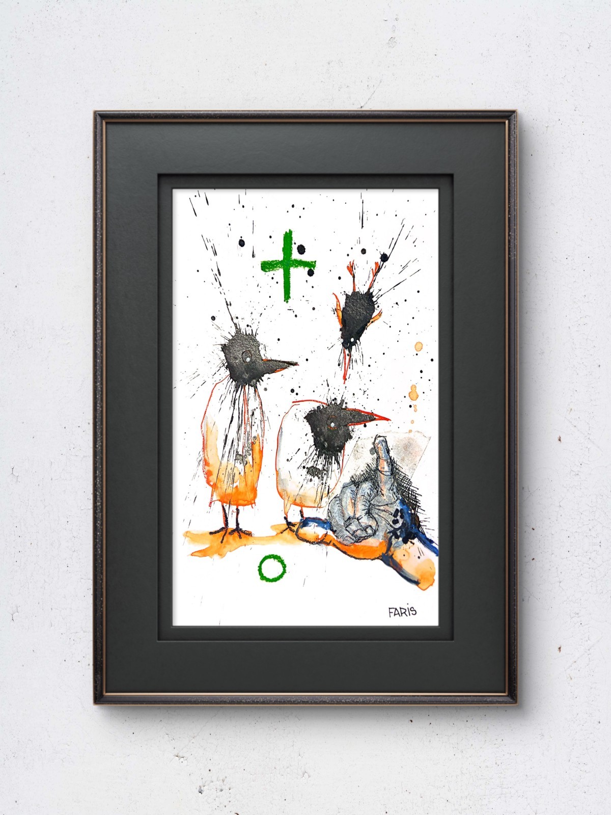 Original Ink Portrait Painting A4 Mixed Media Neo-Expressionism Signed COA #17