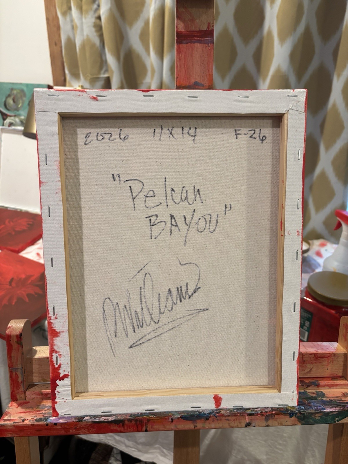 “Pelican Bayou” UNFRAMED Abstract on Сanvas wall-art signed 14×11 Brand New