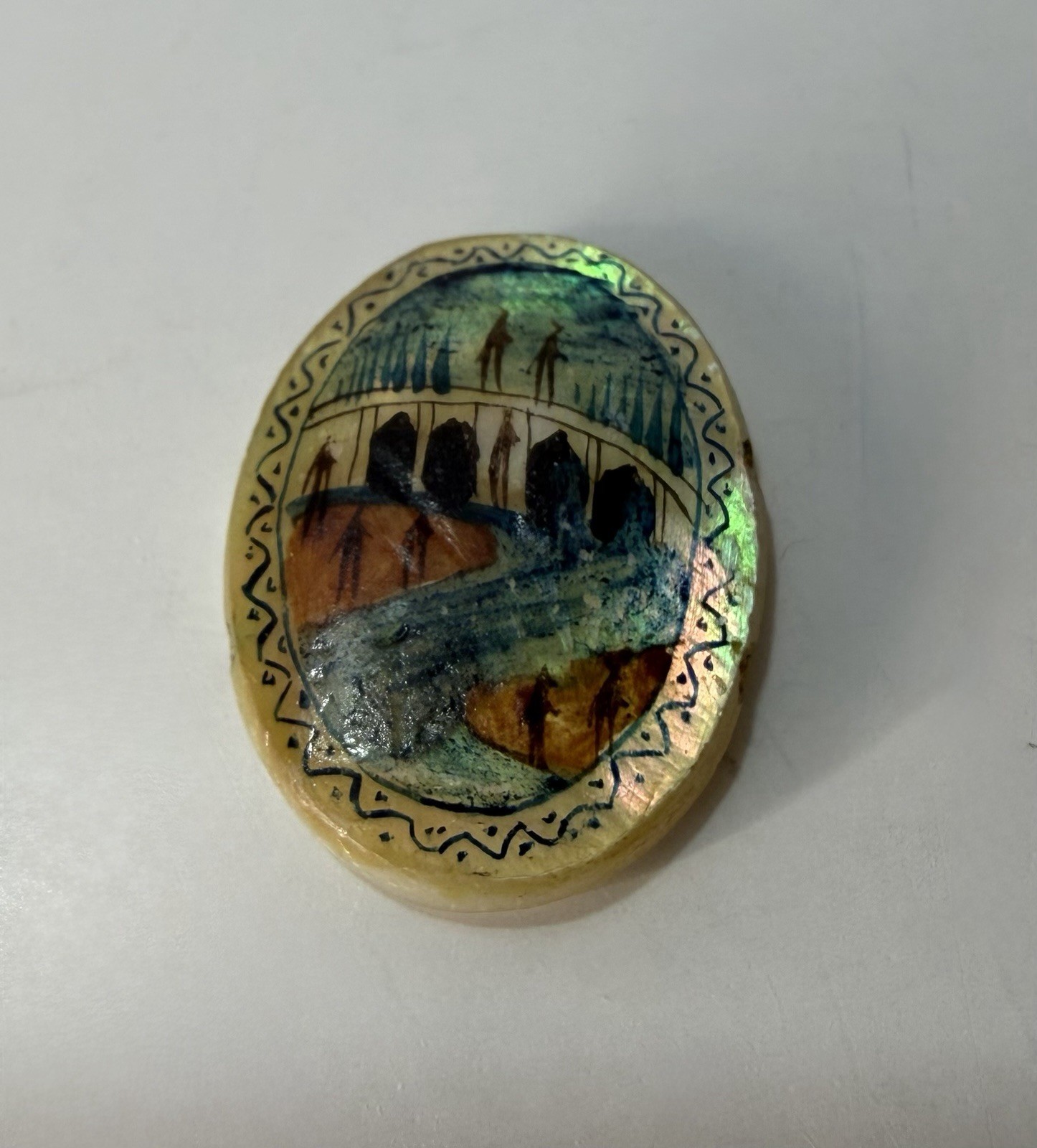 Vintage Hand Painted Mother of Pearl Minature