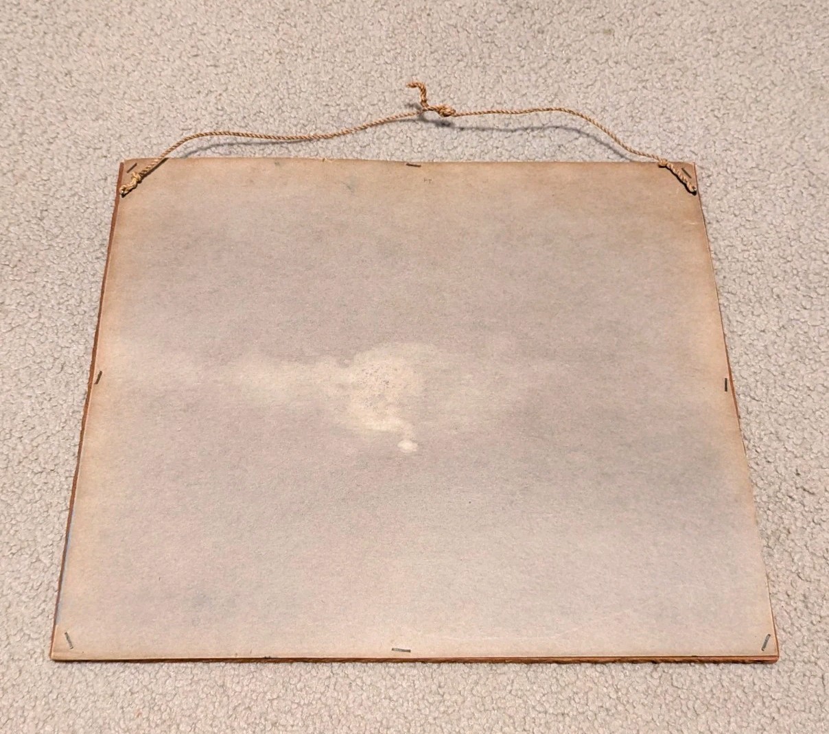 Vtg Primitive Rustic Frame With Painting Deer Winter Scene On Frozen Pond