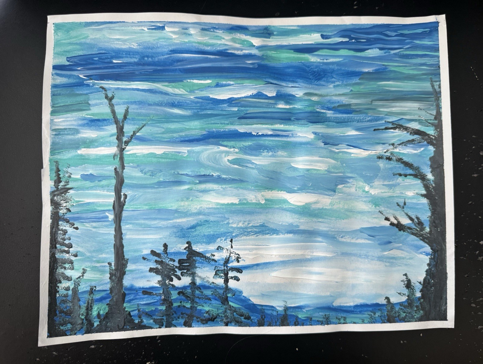 ART JOY -EUNIE 11 X14” Acrylic Paper Original Art Expressionism LANDSCAPE 26002P