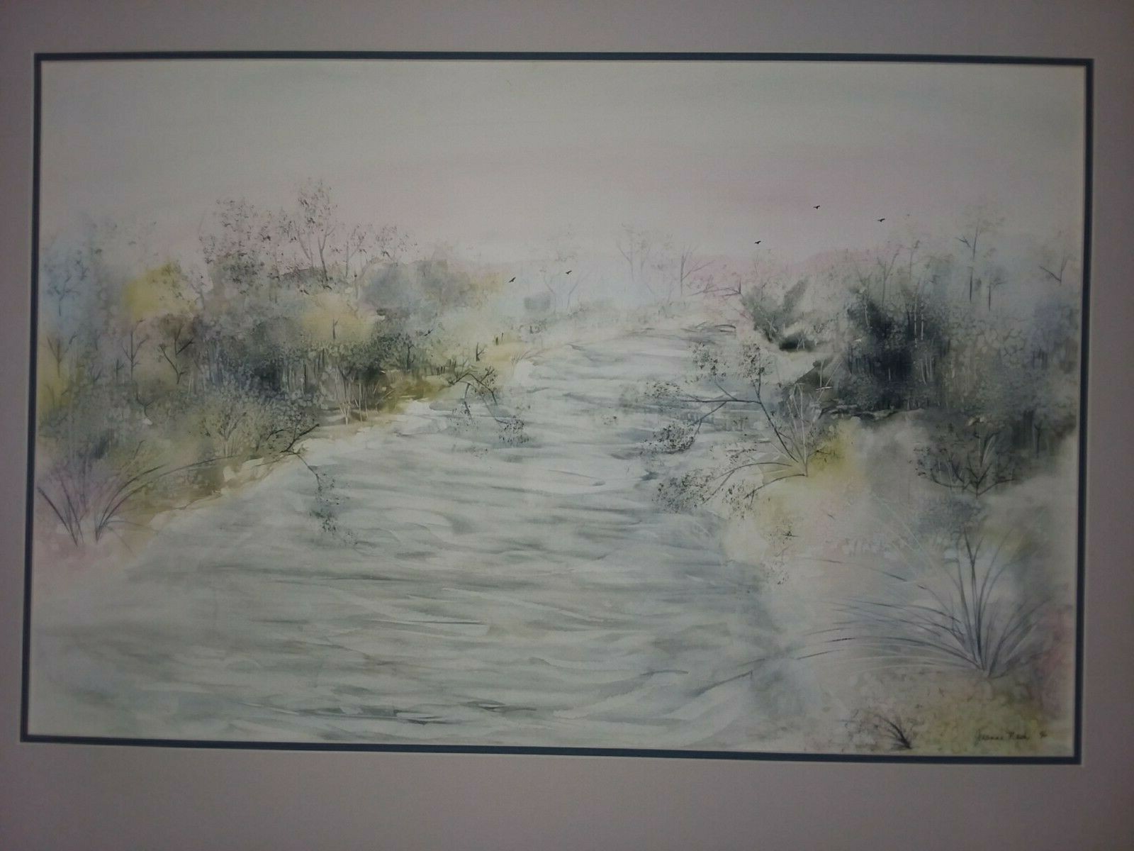 Large 1986 Jeanne Nash Watercolor / One of 10 found in museum