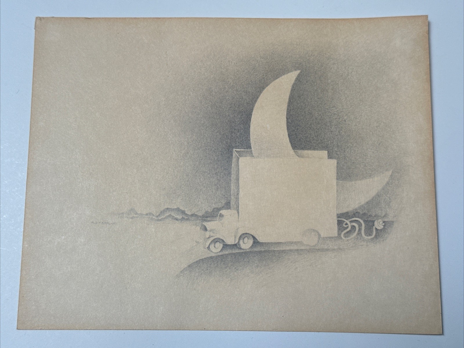 Philip Kirkland Drawing Surrealist Surrealism Modernism Vintage Listed Famous