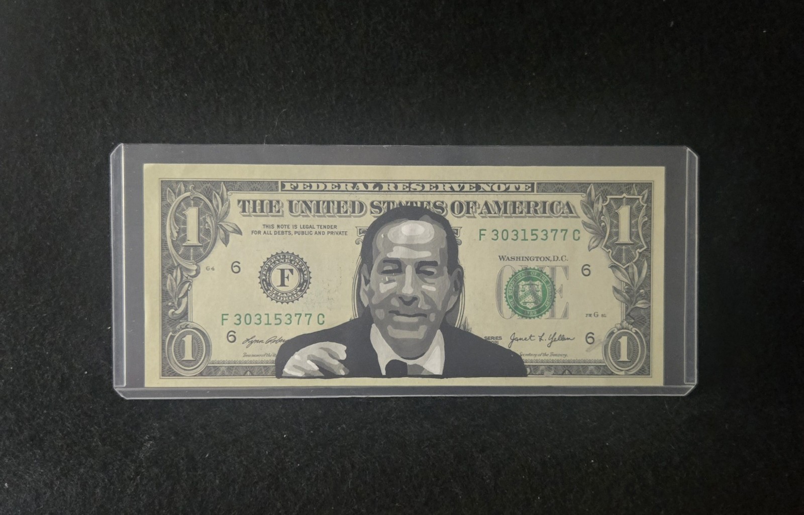 JAMIE RASKIN. Hand Painted. New Bank Note. Real USD Dollar Bill. COA.