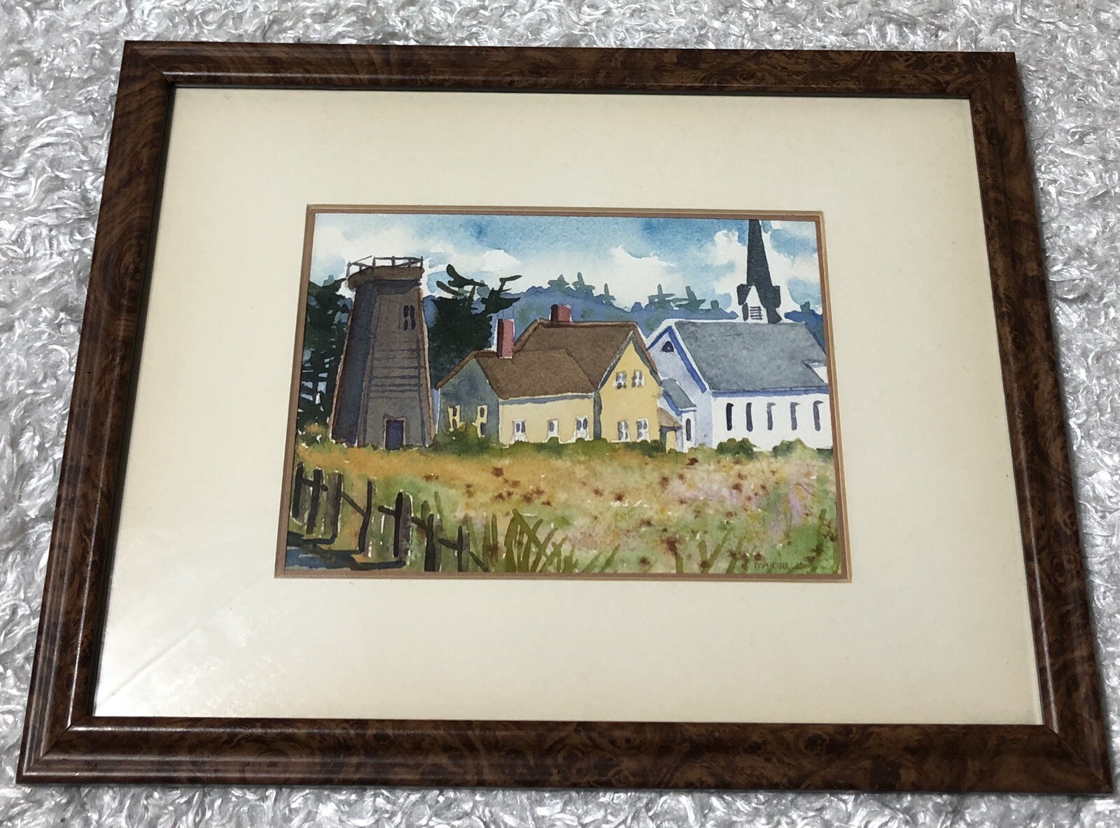 Vintage Ellie Marshall California Artist Original Watercolor Frame 13″ x 10″