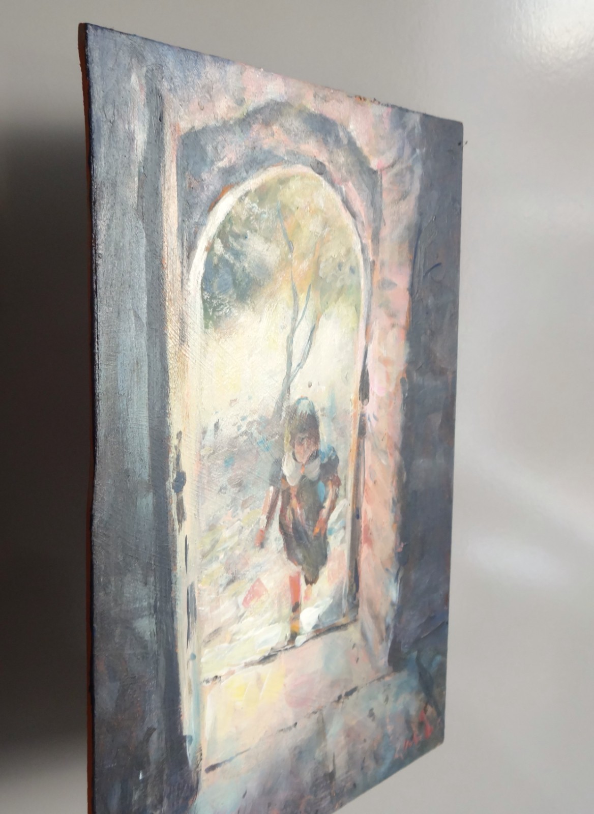 GERRY MILLER – Original Artwork «Doorway» Acrylic Paint on MDF board. Size A4.