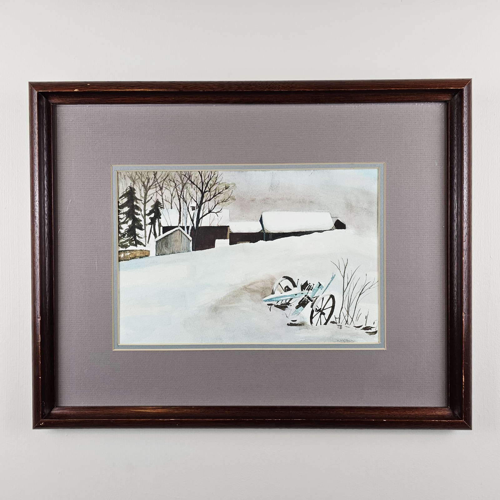 ART – Vintage Original Signed TB Watercolor Painting 19.5×15.5 Framed Modern Art