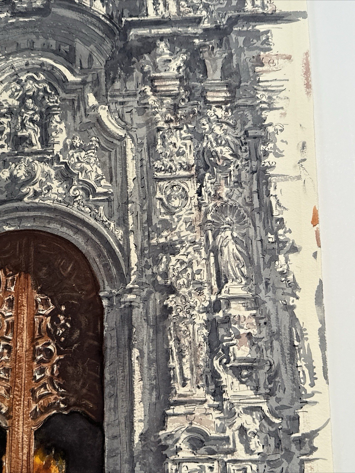 MUSEUM QUALITY PAINTING ARCHITECTURAL SOUTH AMERICA CHURCH MAURICE SILBER 1970