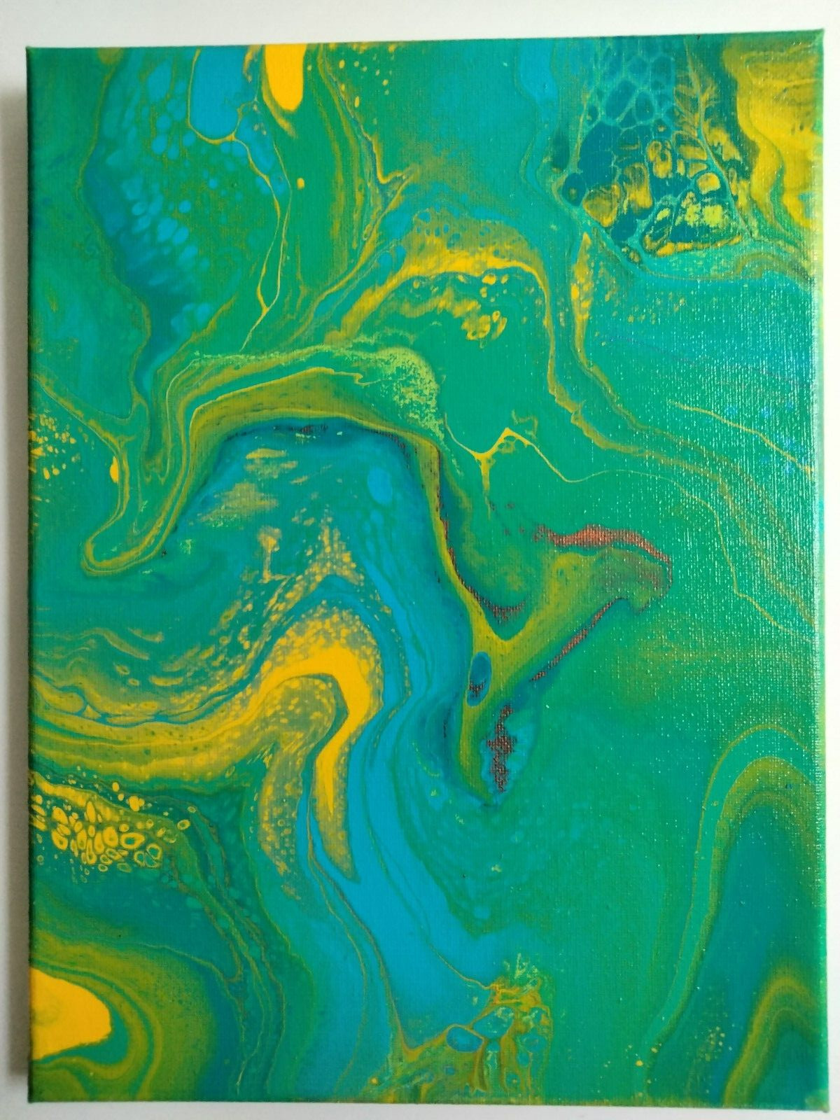 Original Abstract Acrylic Painting Stretched Canvas 9″x12″x0.6″ Wall Art Decor