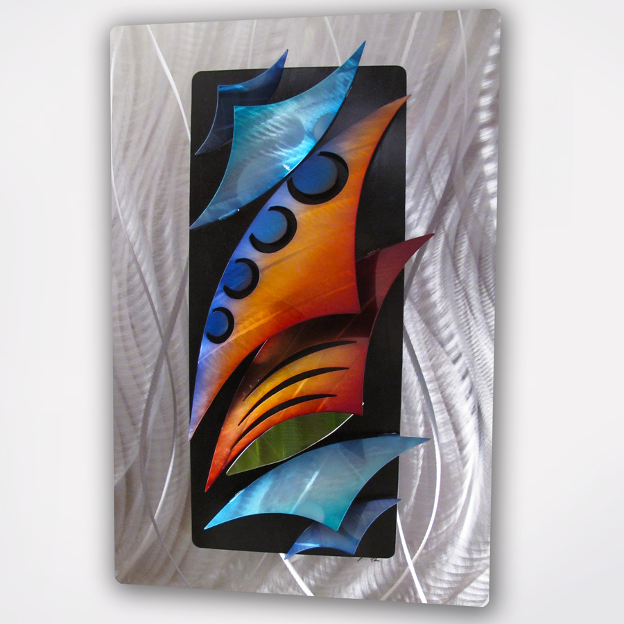 «Aquadelic» Modern 3D Abstract Metal Wall Art Work Painting Sculpture Fish XL